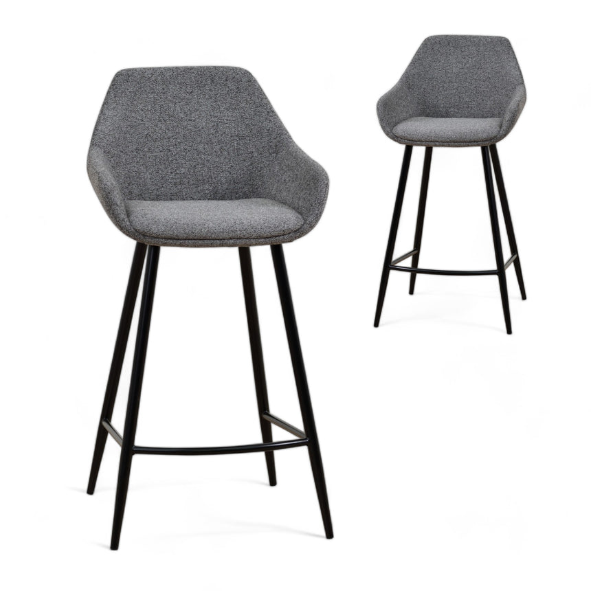 CBS6919-SD 65cm Fabric Bar Stool - Silver Grey and Black Legs (Set of 2)