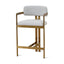 CBS8761-KS 65cm Brushed Gold Bar Stool - Grey Boucle