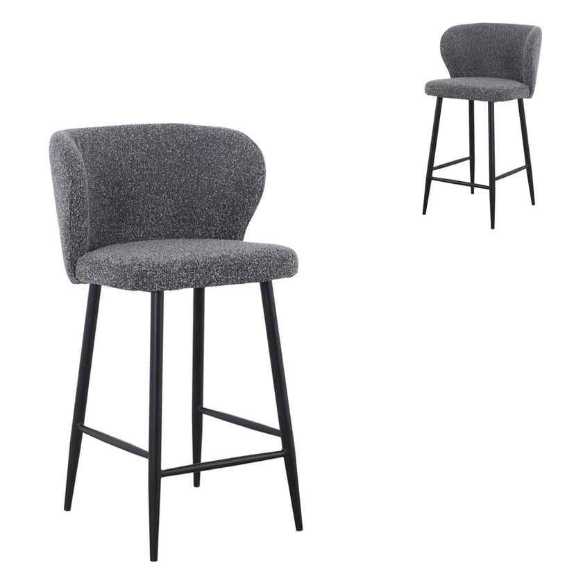 CBS8902-ST 65cm Bar Stool - Anthracite Grey Boucle (Set of 2)