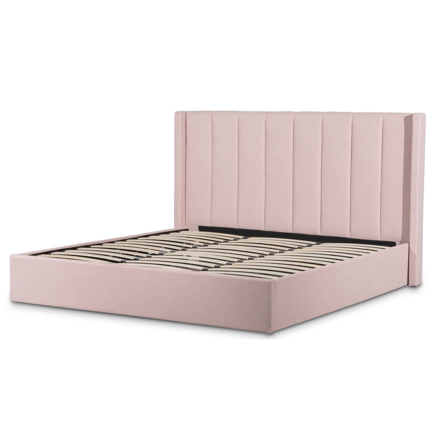 Ex Display - CBD6357-YO Fabric King Bed - Blush Pink with Storage