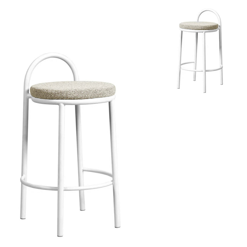 CBS10344-FH White Bar Stool - Pale Beige (Set of 2)