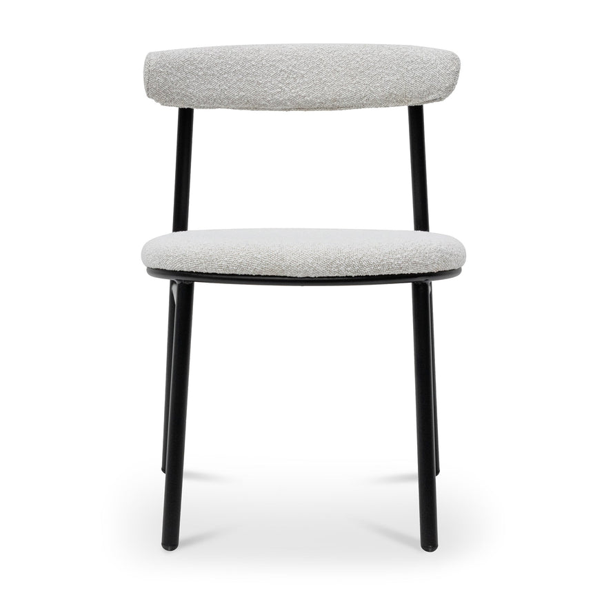 CDC6996-SD Fabric Dining Chair - Moon White Boucle and Black Legs (Set of 2)