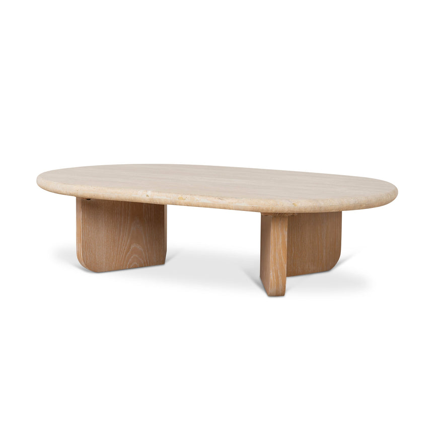 CST10300-CN 60cm Bedside Table - Natural Oak with Marble Top