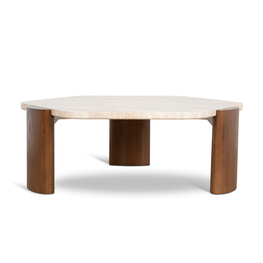 CCF10373-NY 100cm Travertine Coffee Table - Walnut