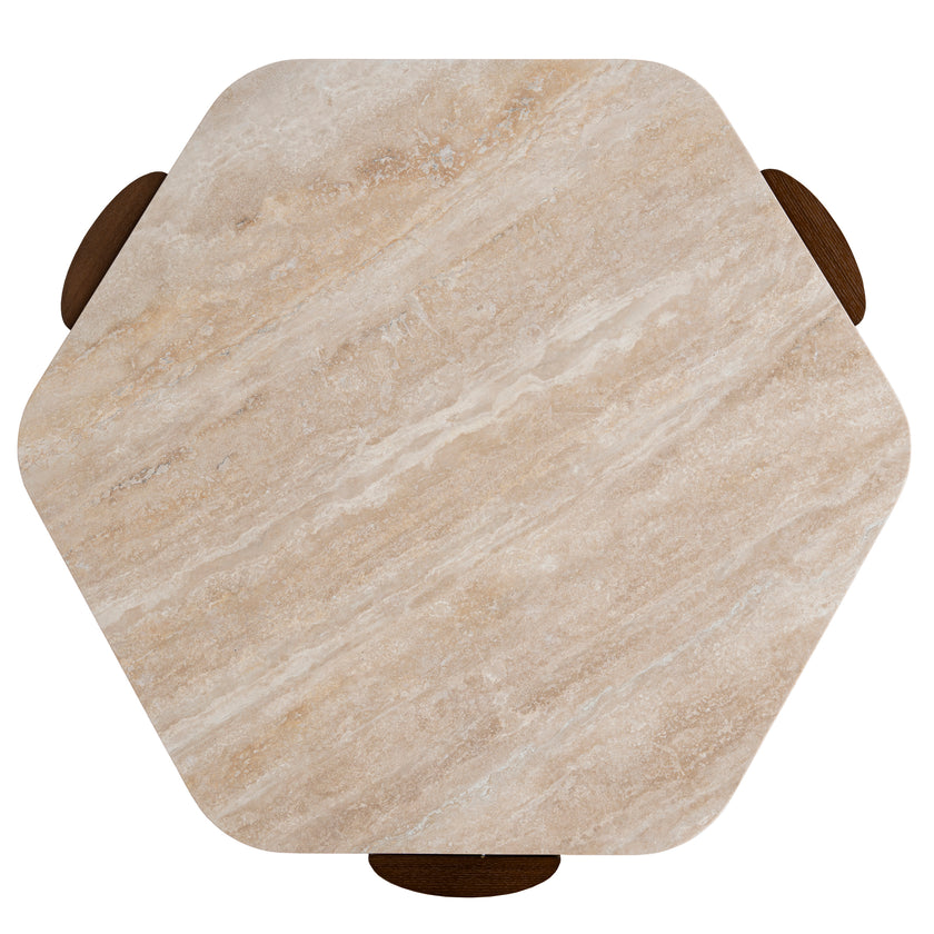 CCF10373-NY 100cm Travertine Coffee Table - Walnut