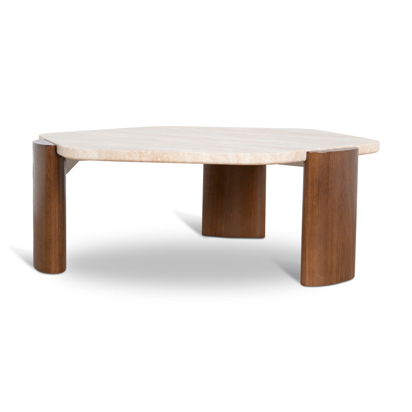 CCF10373-NY 100cm Travertine Coffee Table - Walnut