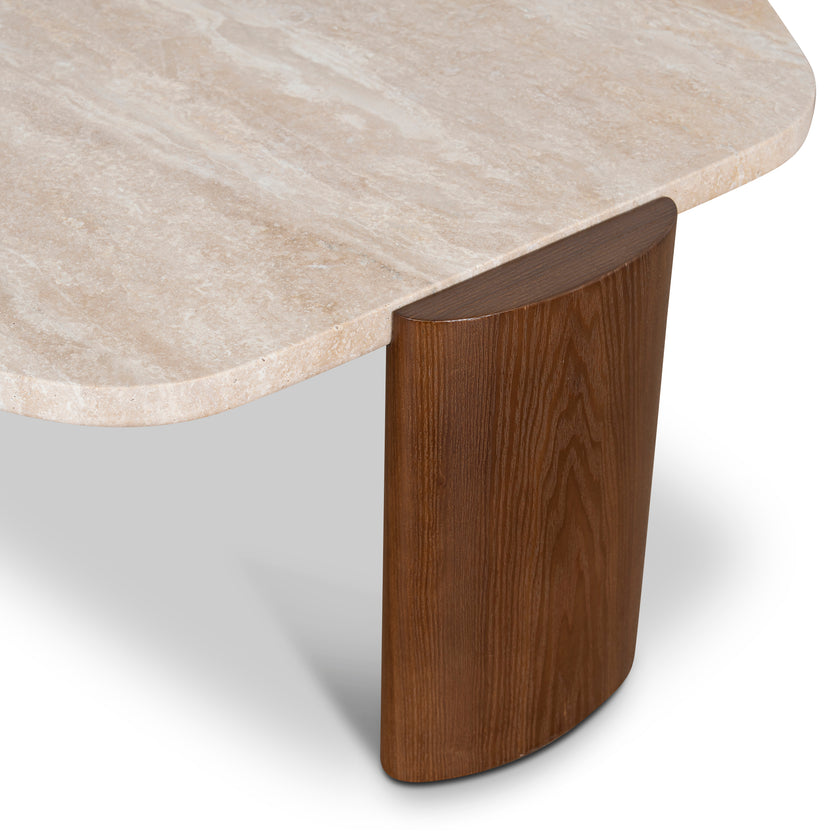 CCF10373-NY 100cm Travertine Coffee Table - Walnut