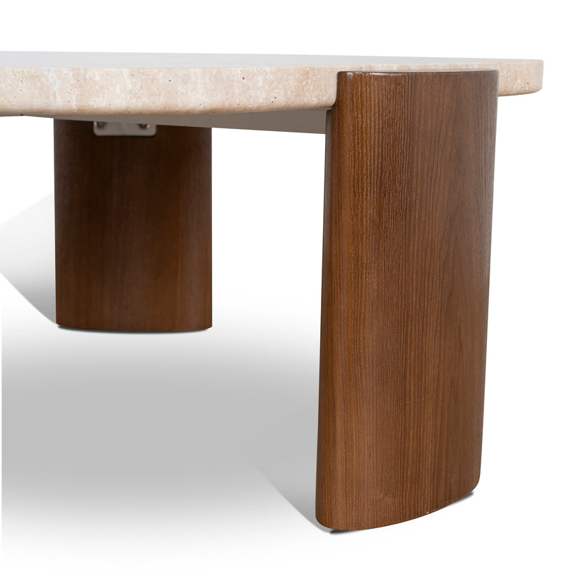 CCF10373-NY 100cm Travertine Coffee Table - Walnut