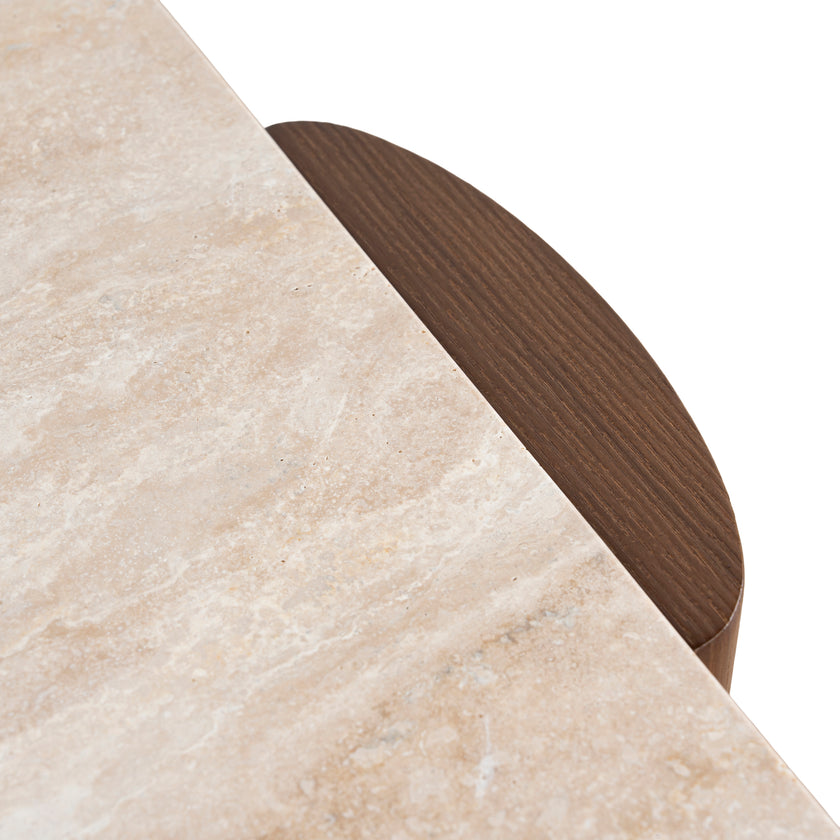 CCF10373-NY 100cm Travertine Coffee Table - Walnut