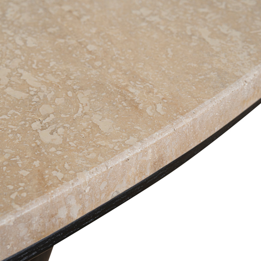 CCF10430-NI 100cm Round Travertine Coffee Table - Black