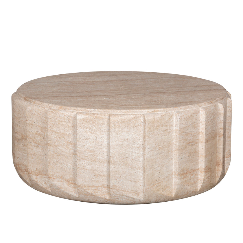 CCF12286-CO 90cm Round Coffee Table  - Light Travertine Look