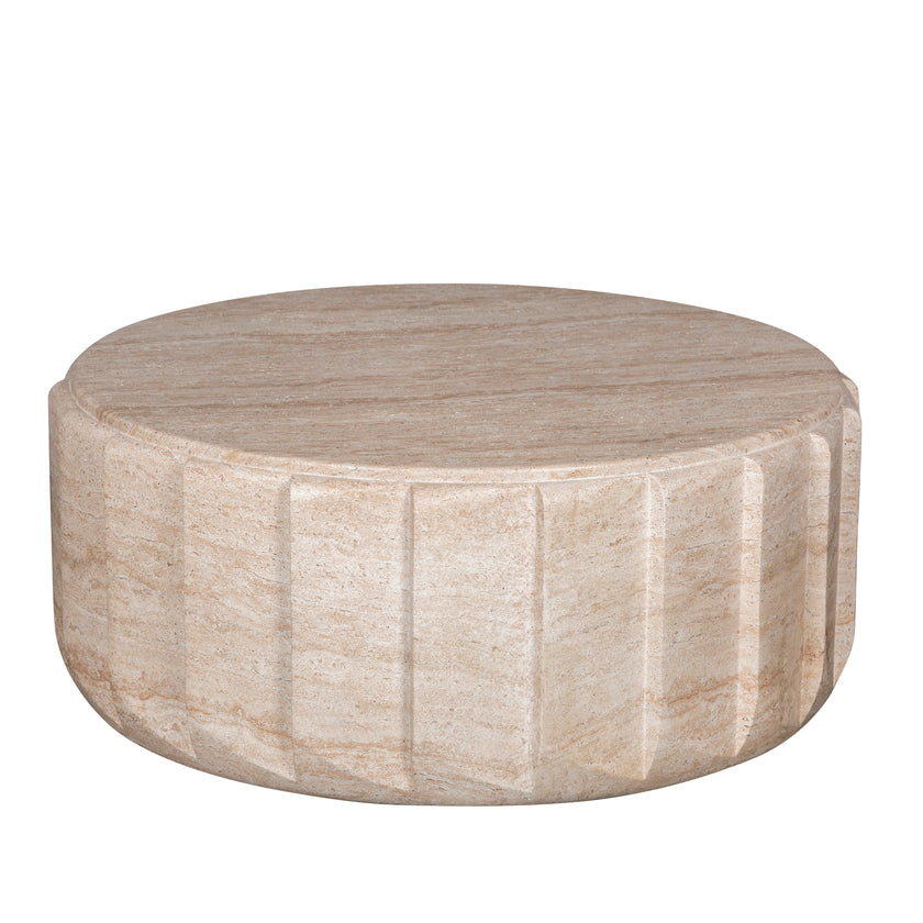 CCF12286-CO 90cm Round Coffee Table  - Light Travertine Look