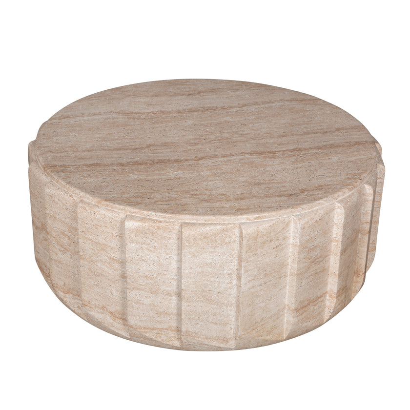 CCF12286-CO 90cm Round Coffee Table  - Light Travertine Look