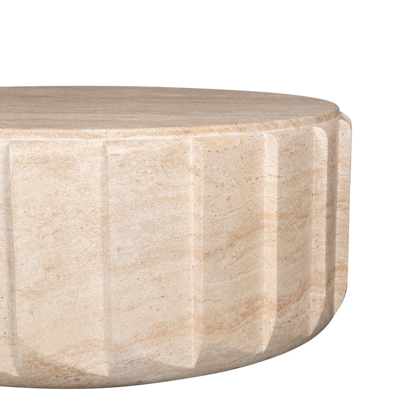 CCF12286-CO 90cm Round Coffee Table  - Light Travertine Look