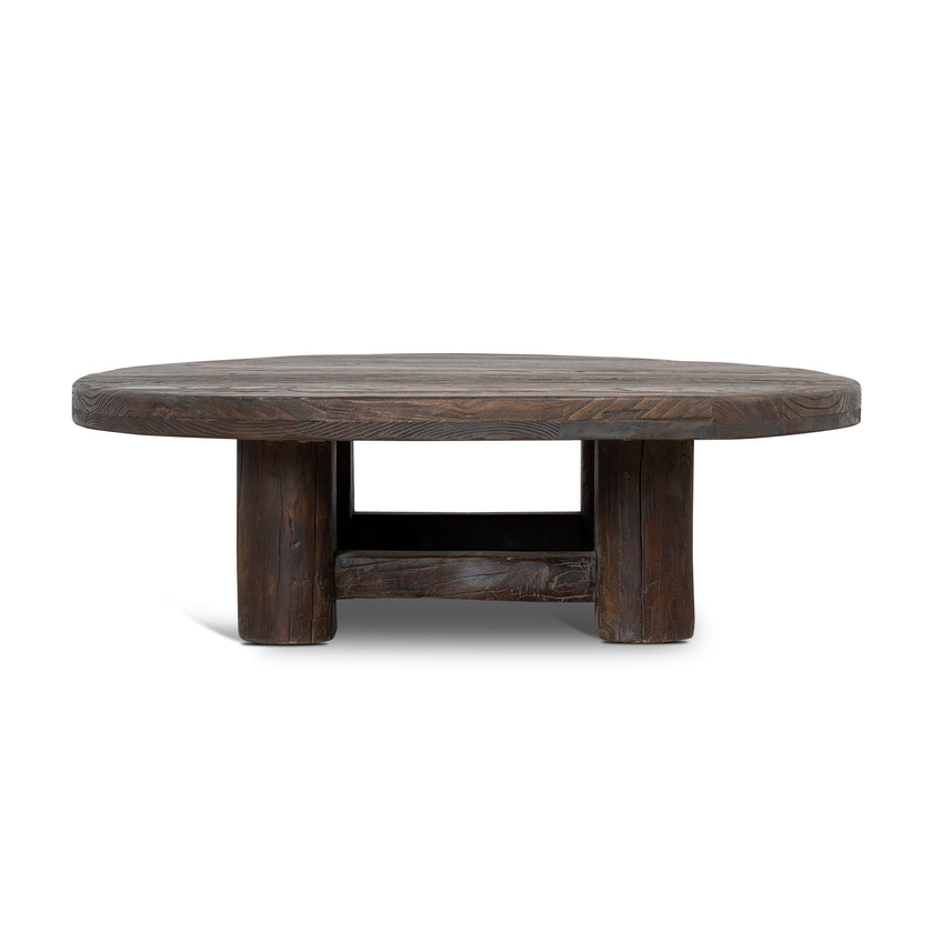 CCF12526-NA 100cm Elm Round Coffee Table - Dark Brown