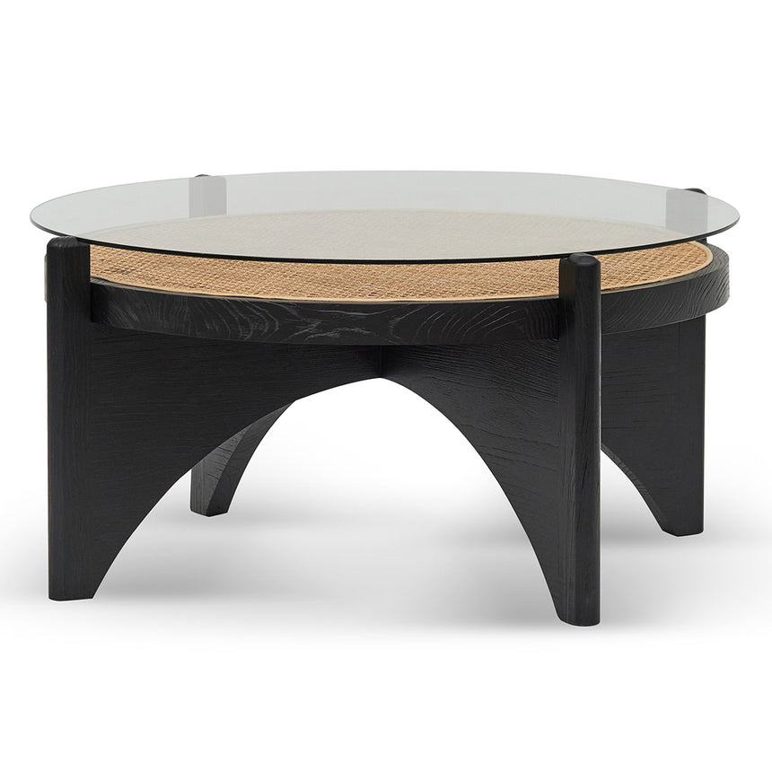 CCF8141-NI 96cm Round Glass Coffee Table - Black