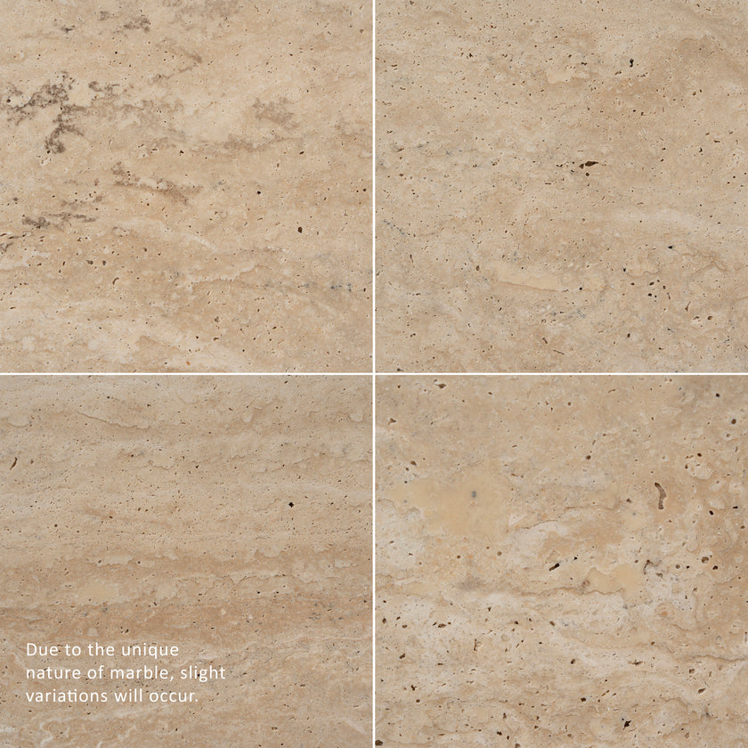 CCF8666-NI Travertine Marble 100cm Round Coffee Table - Light Natural Elm