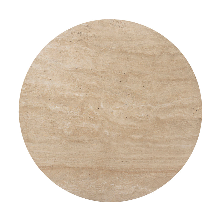 CCF8666-NI Travertine Marble 100cm Round Coffee Table - Light Natural Elm