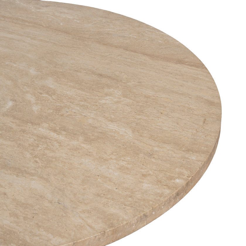 CCF8666-NI Travertine Marble 100cm Round Coffee Table - Light Natural Elm