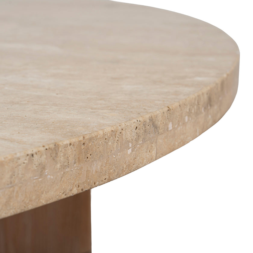 CCF8666-NI Travertine Marble 100cm Round Coffee Table - Light Natural Elm