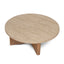 CCF8666-NI Travertine Marble 100cm Round Coffee Table - Light Natural Elm