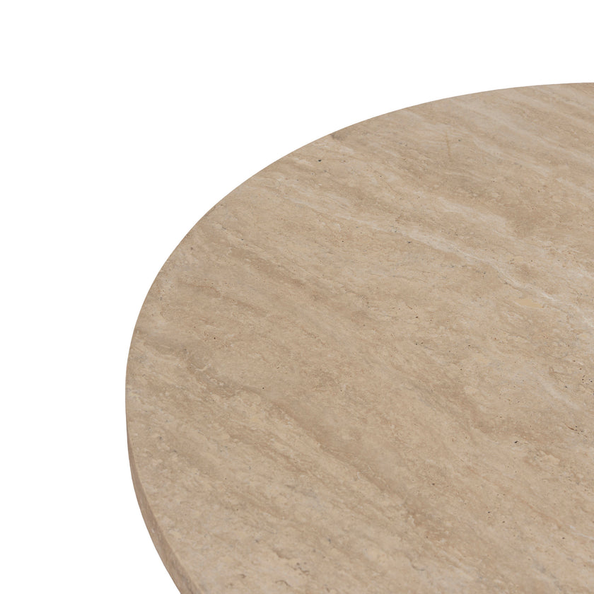 CCF8666-NI Travertine Marble 100cm Round Coffee Table - Light Natural Elm