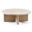 CCF8666-NI Travertine Marble 100cm Round Coffee Table - White Wash