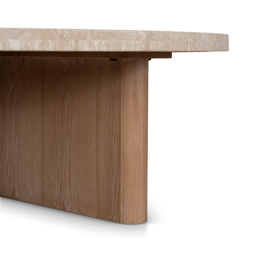 CCF8666-NI Travertine Marble 100cm Round Coffee Table - White Wash