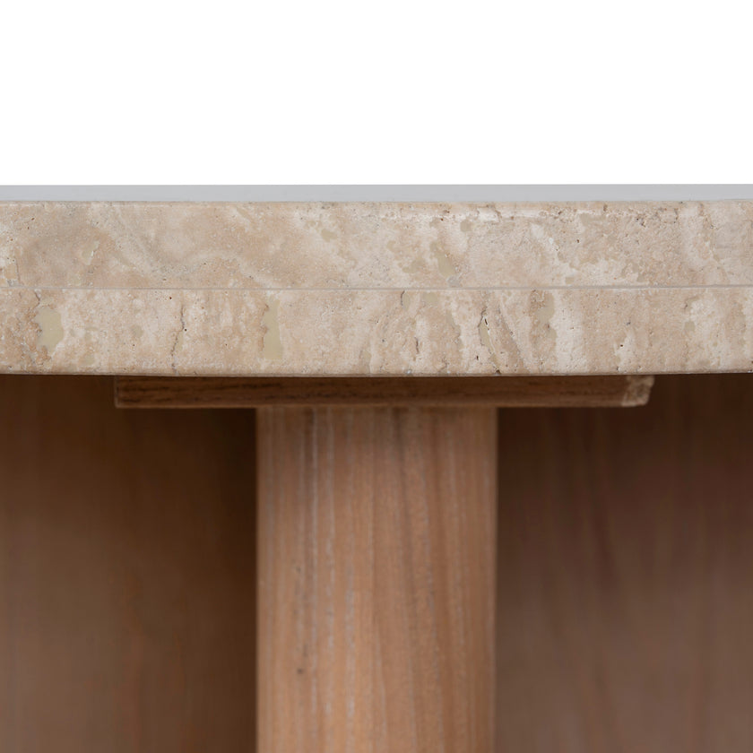 CCF8666-NI Travertine Marble 100cm Round Coffee Table - Light Natural Elm