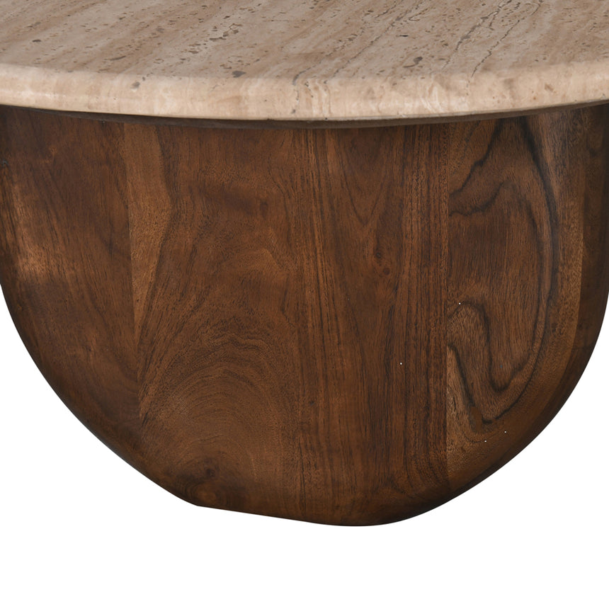 CCF8716-RB 1.2m Travertine Top Oval Coffee Table - Walnut