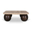 CCF8717-RB 90cm Travertine Top Coffee Table - Walnut