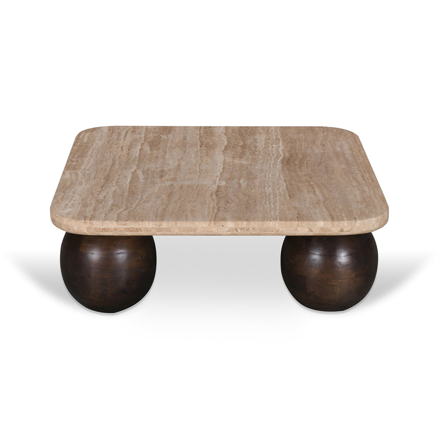 CCF8717-RB 90cm Travertine Top Coffee Table - Walnut