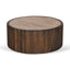 CCF8724-RB 89cm Travertine Top Round Coffee Table - Walnut