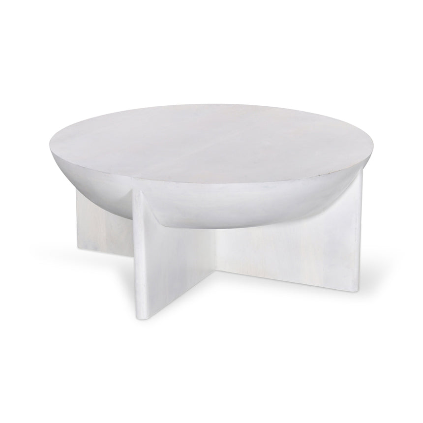 CCF8735-RB 90cm Travertine Top Coffee Table - White