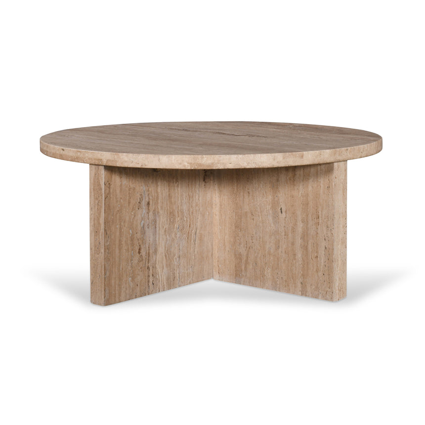 Ex Display - CCF8727-RB 90cm Travertine Top Round Coffee Table