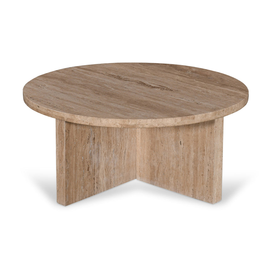 CCF8727-RB 90cm Travertine Top Round Coffee Table