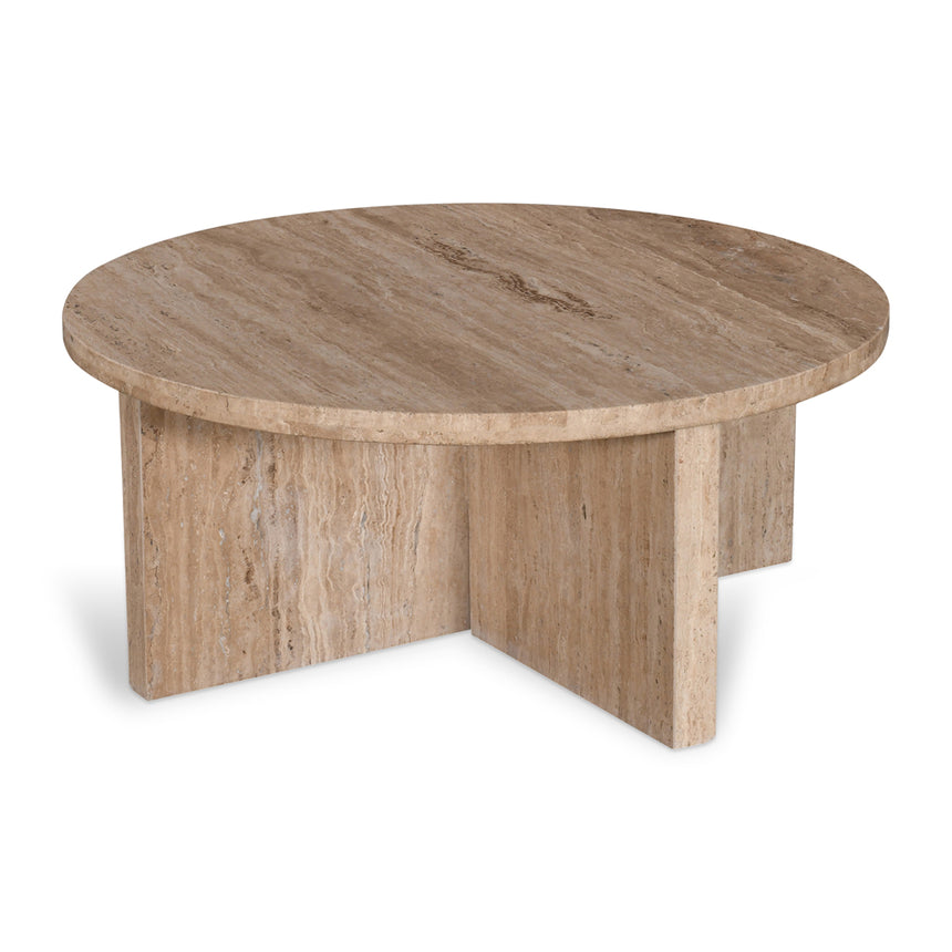 CCF8729-RB 1.2m Travertine Top Coffee Table - White Base