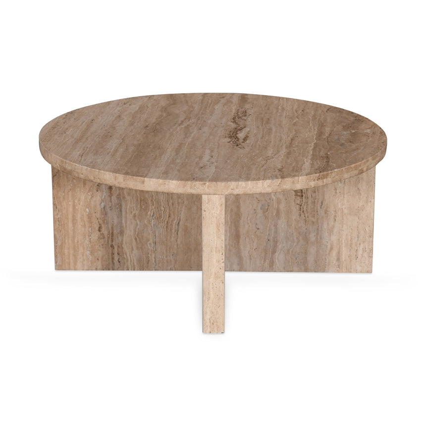 CCF8727-RB 90cm Travertine Top Round Coffee Table