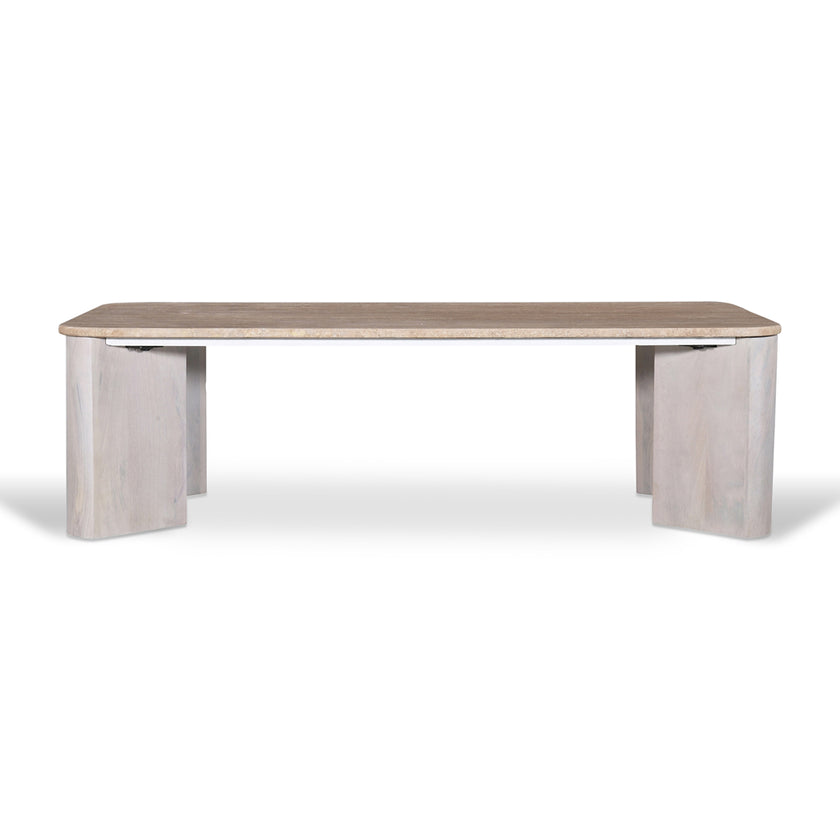CCF8729-RB 1.2m Travertine Top Coffee Table - White Base
