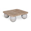CCF8735-RB 90cm Travertine Top Coffee Table - White