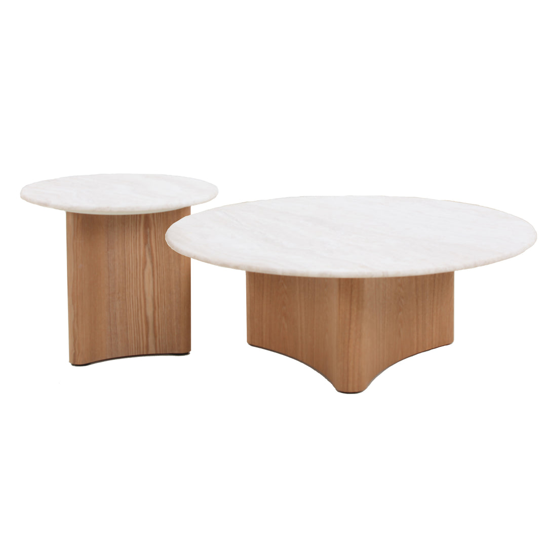 Elegant Nested Coffee Tables Set with Marble Pattern Top
