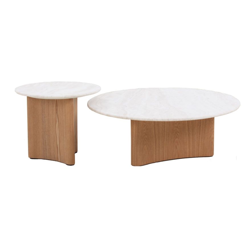 CST8665-NI Travertine Marble Round Side Table - Natural