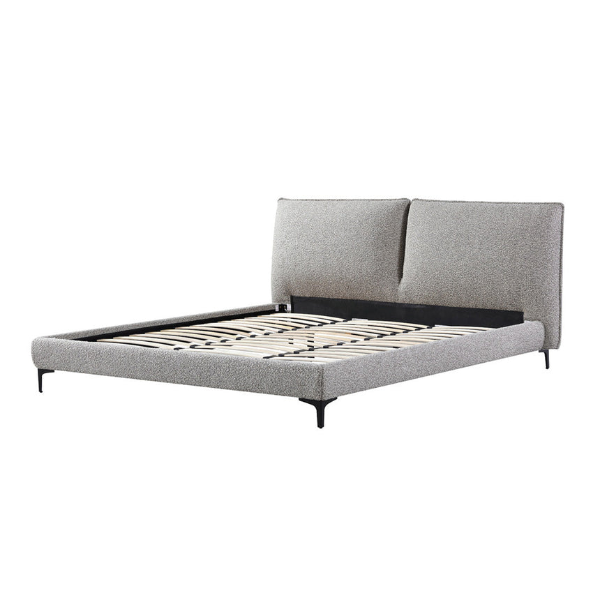 CBD8365-YO Fabric Queen Bed Frame - Olive Brown Boucle