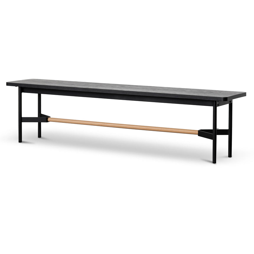 Ex Display - CDB8175-KD 1.8m Black Wooden Bench - Natural Footrest