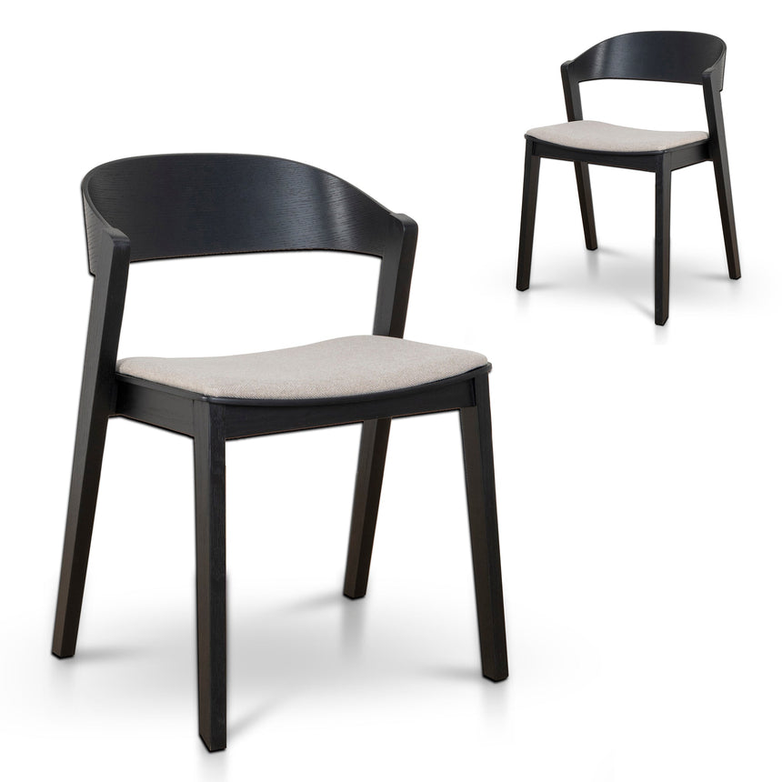 Set of 2 - CDC10054-SDx2 Black Dining Chair - Grey Seat Dining Chair Swady-Core   