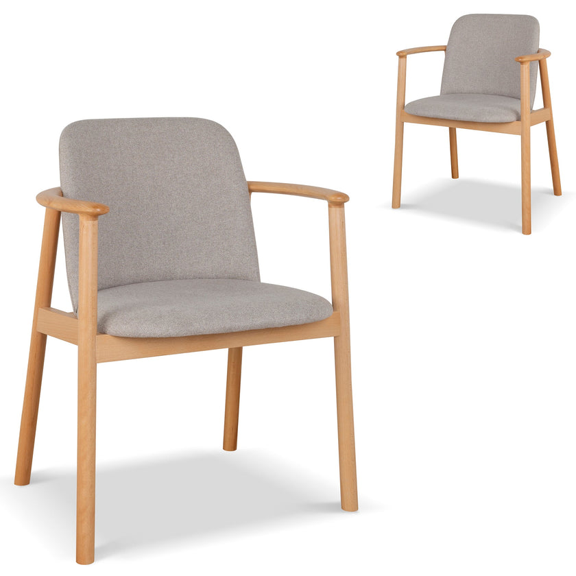 Set of 2 - CDC10055-SDx2 Natural Dining Armchair - Grey Seat Dining Chair Swady-Core   