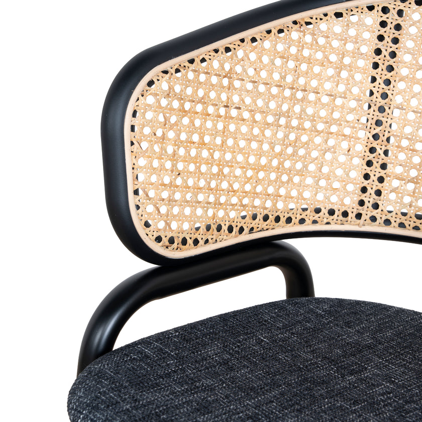 CDC12046-SD Fabric Dining Chair - Dark Grey with Rattan Back (Set of 2)