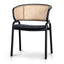 CDC12046-SD Fabric Dining Chair - Dark Grey with Rattan Back (Set of 2)