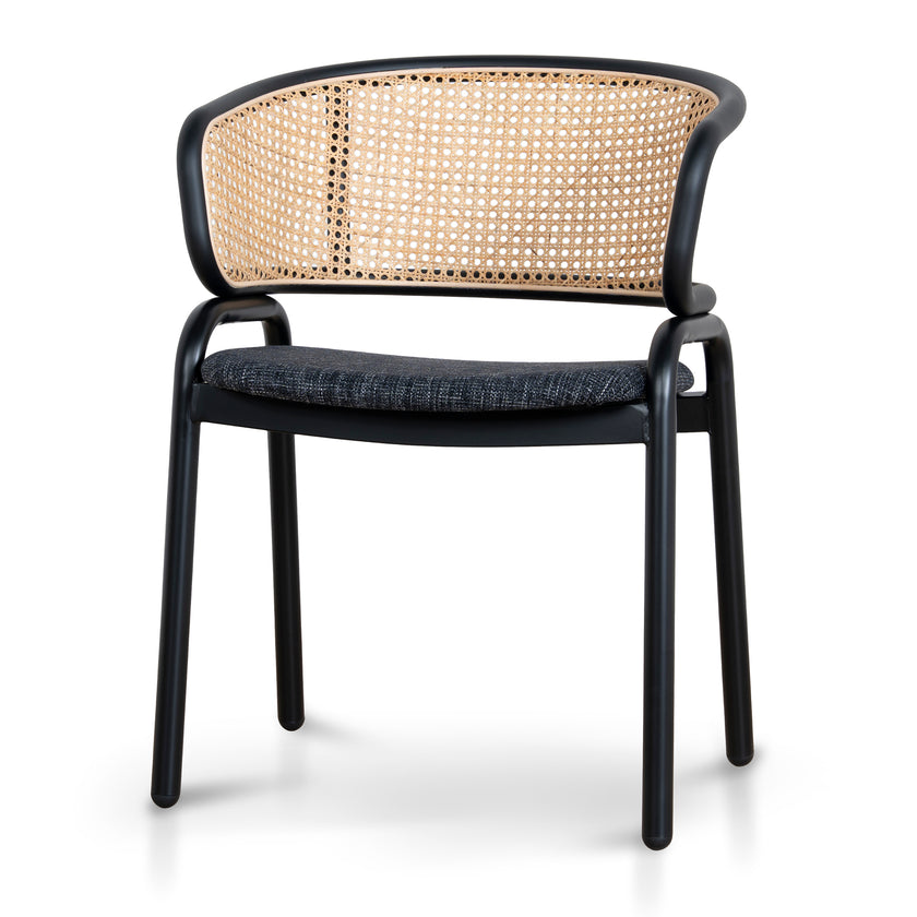 CDC12046-SD Fabric Dining Chair - Dark Grey with Rattan Back (Set of 2)