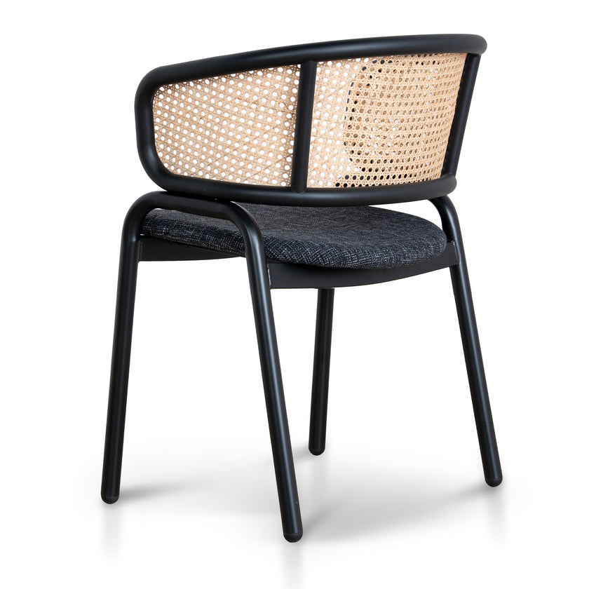 CDC12046-SD Fabric Dining Chair - Dark Grey with Rattan Back (Set of 2)